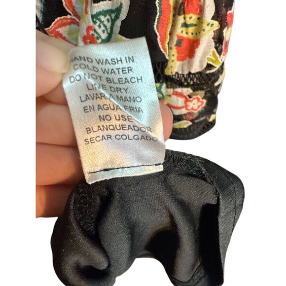 Entro Embroidered V Neck Long Sleeve Lace Trim  Floral Mini Dress Size S EUC - Picture 7 of 7